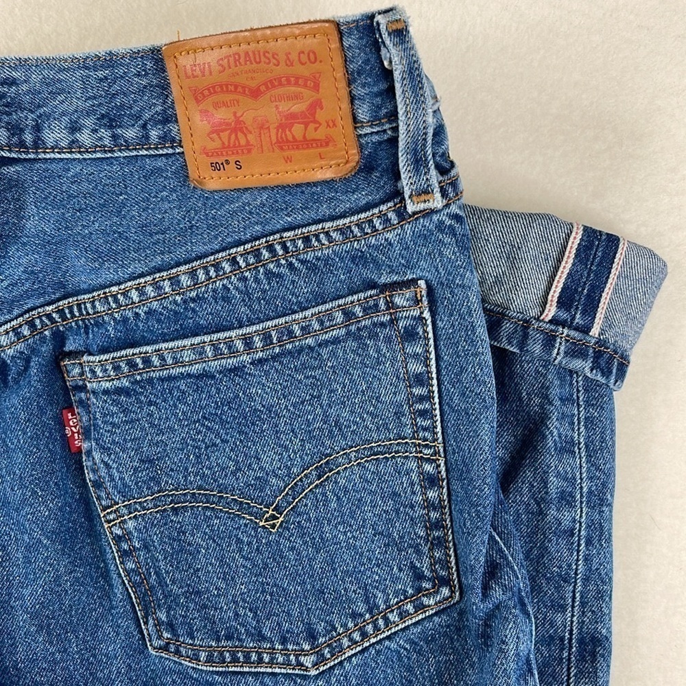 Levi's 501 Skinny Jeans White Oak Cone Denim Selvedge Size 30